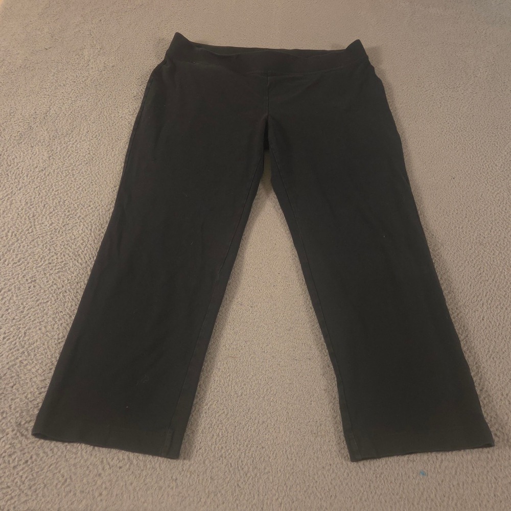 Lands' End Pants Womens 2X Black Starfish Straight Leg Cotton Spandex Stretch